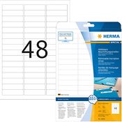 Beschriftungsstreifen ablösbar, 25 Blatt, 63,5 x 16,9 mm, 48 Stück pro A4 Bogen, 1200 Aufkleber, selbstklebend, bedruckbar, matt, blanko Klebeetiketten aus Papier, weiß