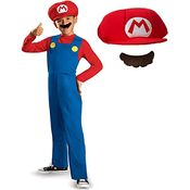 Disguise Super Mario Bros DISK73689L klassisch Costumes, S - Jumpsuit, Mütze und Schnurrbart, offiziell von Nintendo lizenziert
