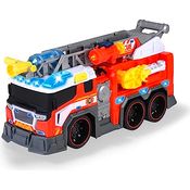 Dickie Toys - Feuerwehrauto mit Wasserspritze - Feuerwehr-Spielzeug groß (37,5 cm) für Kinder ab 3 Jahre, Auto mit ausziehbarer Leiter, Greifarm, Pfeilschuss-Funktion, Licht & Sound