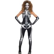 Amscan Damenkostüm Bone-A-Fied Babe, figurbetonter Catsuit mit Knochen-Aufdruck, Größe L