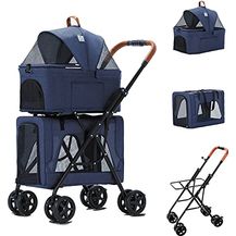 Bild für Hundewagen Katzenbuggy 2in1 Hundebuggy Hundebox Transporttasche Faltbar Klappbar bis 20 Kg Haustiere Buggy mit Netzfenstern, mit Bremsrad Jogger Katzenbuggy für Kleine Hunde Katzen ( Color : Blue )
