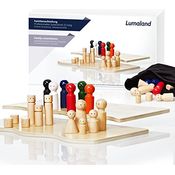 Lumaland Familienbrett für Aufstellungen mit 30 Holzfiguren | Systemisches Coaching durch unterschiedliche Farben, Größen und Formen | Ideal für Familienaufstellungen etc.
