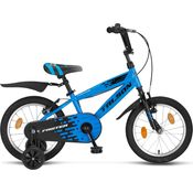 Talson Kinderfahrrad 16 Zoll Single Speed, inkl. Kettenschutz, Stützräder und Zubehör Blau