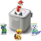 tonies Toniebox 2 Mondgrau, Audioplayer mit 4 Tonies (Paw Patrol Rubble, Rocky, Marshall, Everest), für Hörbücher, Lieder und Einschlafen