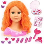 Bayer Frisier- & Schminkkopf Charlene Super Model, orange - Schmink- & Frisierkopf mit Bürste, Kamm, Lockenwickler und Make-Up