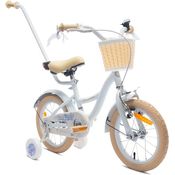 sun baby Mädchenfahrrad 14 Zoll Flower Bike mit Abnehmbarer Schubstange (Hellblau)