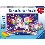 Ravensburger Unicorn and Pegasus Puzzle 2x24st 56774, Spielerisch und lehrreich, magische Einhorn und Pegasus Motive, extra dickes und langlebiges Material