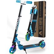 Apollo Skyracer City Roller mit LED Leuchträdern | Roller Kinder 6 Jahre | City Scooter mit Federung | Tretroller für Kinder und Teens | klappbar und höhenverstellbar, blau