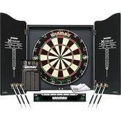 WINMAU Xtreme Dartscheibe, Schrank und Dartset mit Zubehör, 2 Dartsets, Oche-Streifen und Markierungskreide