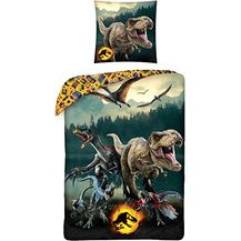 Bild für MTOnlinehandel Jurassic World Dinosaurier Kinder-Bettwäsche · 1 x Kissenbezug 80x80 + 1 x Bettbezug 135x200 cm · T-Rex Dino · 100% Baumwolle ·
