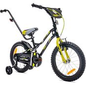 sun baby Jungenfahrrad 16 Zoll Tiger Bike Grün mit Stützrädern und Schubstange, für Kinder 2-6 Jahre, BMX Fahrrad Kinder
