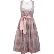Edelnice Dirndl Aurelie, langes Trachtenkleid mit edlem Silberglanz und Rose-Tönen