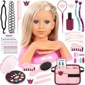 Bayer Frisier- & Schminkkopf Charlene Magic Nails, 27 cm mit 180 abnehmbaren Fingernägeln und 1000 Nagelstickern