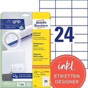 AVERY Zweckform 6173 Adressaufkleber (600 plus 120 Klebeetiketten extra, 70x37mm auf A4, Papier matt, bedruckbare Absenderetiketten, selbstklebende Adressetiketten mit ultragrip) 30 Blatt, weiß