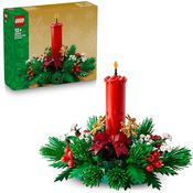 LEGO Iconic 40743 Weihnachtsgesteck Bausatz, festliche Weihnachtsdeko mit roter Kerze und bunten Details, mehrfarbig