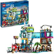 LEGO 60380 City Stadtzentrum Set, Modellbausatz, Spielzeug mit Spielzeugläden wie Friseur, Tierarzt, Hotel und Dachdisco mit Minifiguren und Straßenplatten, Geschenk zum Geburtstag für Kinder