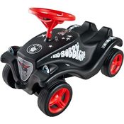 BIG Spielwarenfabrik Big Bobby Car Classic Little Rocker - Rutschauto ab 1 Jahr im Rock n‘ Roll-Design mit rotem Sicherheits-Lenkrad und Hupe, für Kinder ab 12 Monaten (bis 50 kg), schwarz mit Aufklebern