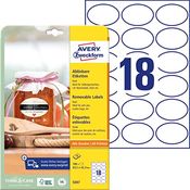 AVERY Zweckform 180 selbstklebende Flaschenetiketten, oval (63,5x42,3 mm), ideal für Einmachgläser und Gewürzflaschen, 10 Blatt, weiß