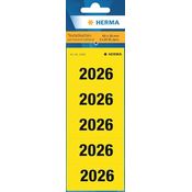 HERMA 1686 Jahreszahlen Aufkleber 2026, selbstklebende Textetiketten in Gelb, 100 Stück, 60 x 26 mm, blickdicht, matt, FSC-zertifiziert
