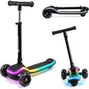 Kinderkraft RAKET Kinderroller, Dreirad-Scooter mit LED Rädern, höhenverstellbarem Lenker und sicherer Fußbremse, Schwarz