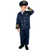 Maskworld Realistisches Piloten Kinder-Kostüm - Verkleidung Uniform Anzug für kleine Flugzeugführer - Karneval Fasching & Halloween - Größe 168, Blazer mit Hemdeinsatz, Hose, Krawatte und Mütze
