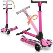 Hurtle Faltbarer Kinderroller, 3-Rad Scooter mit höhenverstellbarem Lenker, LED-Rädern und rutschfester Trittfläche, aus Aluminium, für Kinder ab 3 Jahren bis 50kg