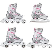Bild für RAVEN Profession 4in1 Inlineskates Triskates Rollschuhe Schlittschuhe Inliner, verstellbar (White/Pink, 38-42, Carbon Abec7 Lager, Shock-Absorbing System)