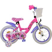 Volare Kinderfahrrad 14 Zoll Mädchenfahrrad Minnie Mouse 21412-SACB, Rücktritt, Korb, Stützräder, rosa