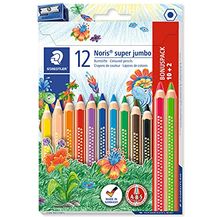 Bild für STAEDTLER Buntstift Noris super jumbo, erhöhte Bruchfestigkeit, Sechskantform, ABS-System, attraktive Sternchenprägung, Set mit 12 brillanten Farben und einem Spitzer, 129 NC12P1, 12 Stück (1er Pack)