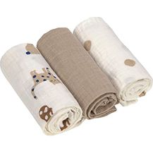Bild für LÄSSIG Baby Puckdecke Spuckdecke Pucktuch Mulltuch 3er Set Baumwolle 60 x 60 cm/Swaddle & Burp Blanket M Little Mateys Dog