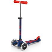 MICRO Mini Deluxe LED, Dreirad-Scooter mit Neigefunktion, bewegungsaktivierten Leuchträdern für Kinder von 2-5 Jahren, marineblau