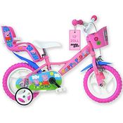 Dinobikes Kinderfahrrad Peppa Wutz Pig 12 Zoll - Mädchen Fahrrad mit abnehmbaren Stützrädern & Puppenträger - verstellbare Sattel- & Lenkerhöhe (Pink)
