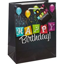Bild für TSI Geschenktüten HAPPY BIRTHDAY SCHWARZ, 3er Packung, Größe: Mittel (HxBxT 23 x 18 x 10 cm)
