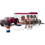 Schleich Lakeside Truck mit Anhänger - robustes Dually Truck-Set für Pferdeabenteuer, inkl. Zubehör
