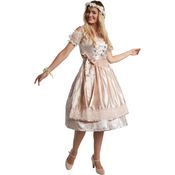 dressforfun Dirndl Frauenkostüm Midi-Dirndl Traunstein Modell 2, elegantes Dirndl mit feiner Schnürung und Strasssteinen in Beige/Silber