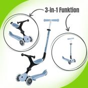 Globber GLOBBER GO-UP Active Lights ECO 3in1, Kinderfahrzeug mit Trolley-Modus, höhenverstellbare Lenkstange, batterielose LED-Vorderräder, recycelte Materialien