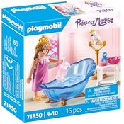 PLAYMOBIL 71850 Badezimmer für Prinzessin, mit Badewanne für echtes Wasser und Kakadu-Figur