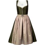 Edelnice Dirndl Adele, Midi Dirndl in Waldgrün und Pink mit femininem Schnitt