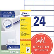 Bild für AVERY Zweckform 3474-200 Adressaufkleber (4.800 plus 480 Klebeetiketten extra, 70x37mm auf A4, Papier matt, bedruckbare Absenderetiketten, selbstklebende Adressetiketten mit ultragrip)