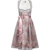 Edelnice Dirndl Aurelie, Midi Dirndl mit Jaquardstoff und Spitzenschürze, zart rose