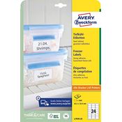 AVERY Zweckform L7970-25 Tiefkühletiketten (600 Aufkleber, 63,5x33,9mm auf A4, selbstklebend, temperaturbeständige und tiefkühlfeste Klebeetiketten für Gefriergut, bedruckbar) 25 Blatt, weiß