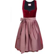 Edelnice Dirndl Lilly, Trachtenkleid in satten roten Samt mit Fischgrätenmuster