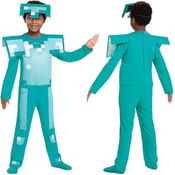 Minecraft Offizielles Kinderkostüm Diamant Rüstung, Karneval Kostüm, Größe S, Blau, inspiriert vom Spiel