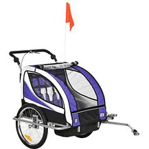 Bild für HOMCOM Kinderanhänger Fahrradanhänger Kinder Anhänger für 2 Kinder Regenschutz atmungsaktiv Lila+Schwarz 155 x 88 x 108 cm