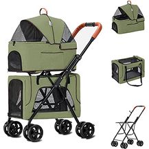 Bild für Hundewagen Katzenbuggy 2in1 Hundebuggy Hundebox Transporttasche Faltbar Klappbar bis 20 Kg Haustiere Buggy mit Netzfenstern, mit Bremsrad Jogger Katzenbuggy für Kleine Hunde Katzen ( Color : Green )