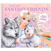 Depesche 12072 TOPModel Iceworld Create your Fantasy Friend - Mal- und Stickerbuch mit 24 Seiten zum Gestalten fantastischer Wesen, Malheft mit Stickerbogen und Spiralbindung