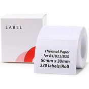 Etikettenmacher-Klebeband, 50 x 30 mm, wasserdicht, Aufkleber, Papier, Versandadresse, Beschriftung, Ersatz mit Selbstklebend für NIIMBOT B1/B21/B3S Etikettendrucker – 1 Rolle mit 230 Stück (weiß)