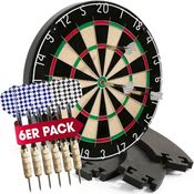 #DoYourDart Dartscheibe Komplett-Set, Sisal mit 6 Steeldartpfeilen und Dart-Surround, selbstschließende brasilianische Sisalfasern