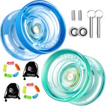 Bild für YOSTAR K2 Plus Crystal Jojos für Kinder, Doppelzweck Responsive JoJo für Anfänger, Ersatz Nicht reagierendes Lager für Fortgeschrittene, 10 JoJo-Saiten, 2 Tasche, 2 Lagerentferner (Grün + Blau)