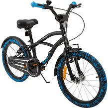 Bild für Kinderfahrrad Cruiser 18 Zoll Kinder Jungen Mädchen Fahrrad schwarz Kettenschutz (Schwarz/Blau)
